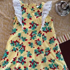 Hanna Andersson girl’s strawberry dress w eyelet detail. Fully lined. Sz 110/ 5